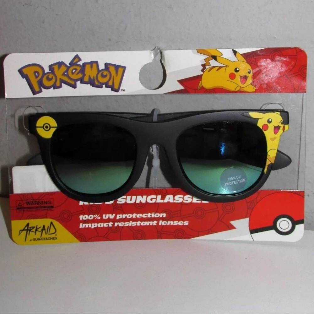 Pokemon Black Kids Sunglasses with Pikachu Accents